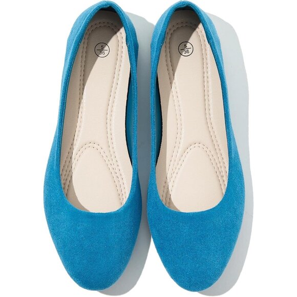 Women's Blue Grotto Round Toe Flat Dressy Ballet Flats Comfortable Dress Shoes
